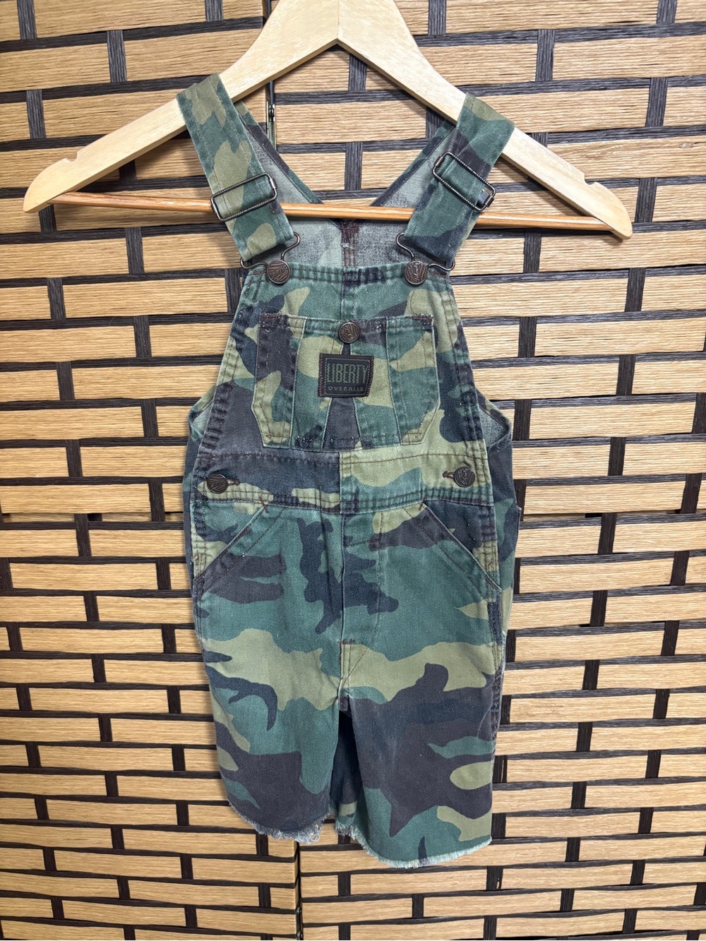 Liberty camo made in the USA cut off overalls size 4